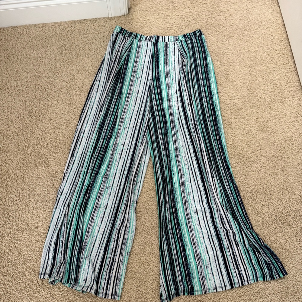 Bar III Teal, Black & White Striped Pants